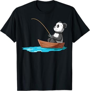 Panda Fishing Panda Fisherman Boat Fishing Lovers T-Shirt