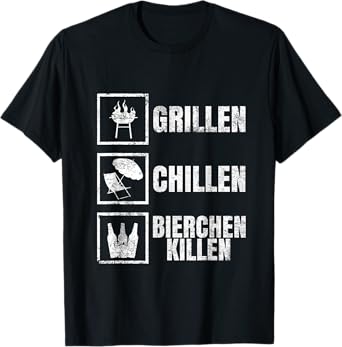 Barbecue Chilling Beer Killing Funny Beer BBQ Grill T-Shirt