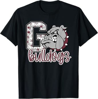 Go Bulldogs Maroon Bulldog Pride School Spirit Mascot T-Shirt