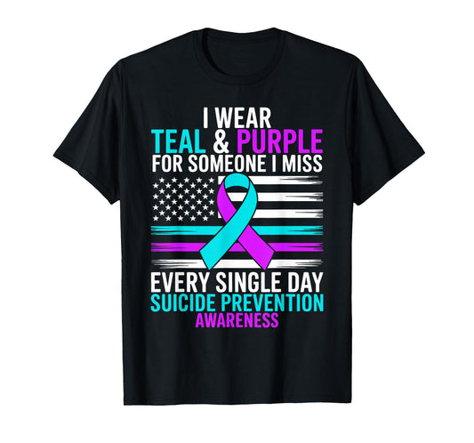 Retro I Wear Teal Purple for Someone Suicide Prevention T-Shirt