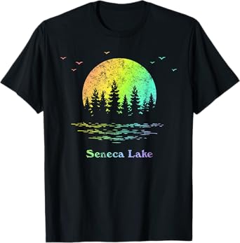 Seneca Lake Outdoor Adventure Family Vacation Rainbow T-Shirt