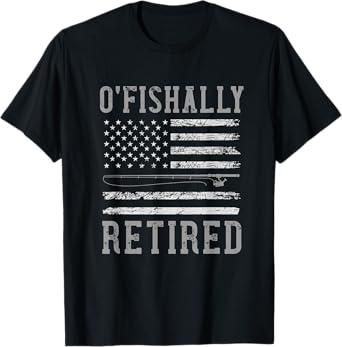 Retired Corrections Officer Fishing Retirement USA Flag T-Shirt