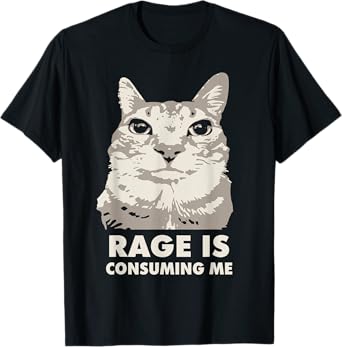 Rage Is Consuming Me Angry Cat Meme Sarcasm Funny T-Shirt