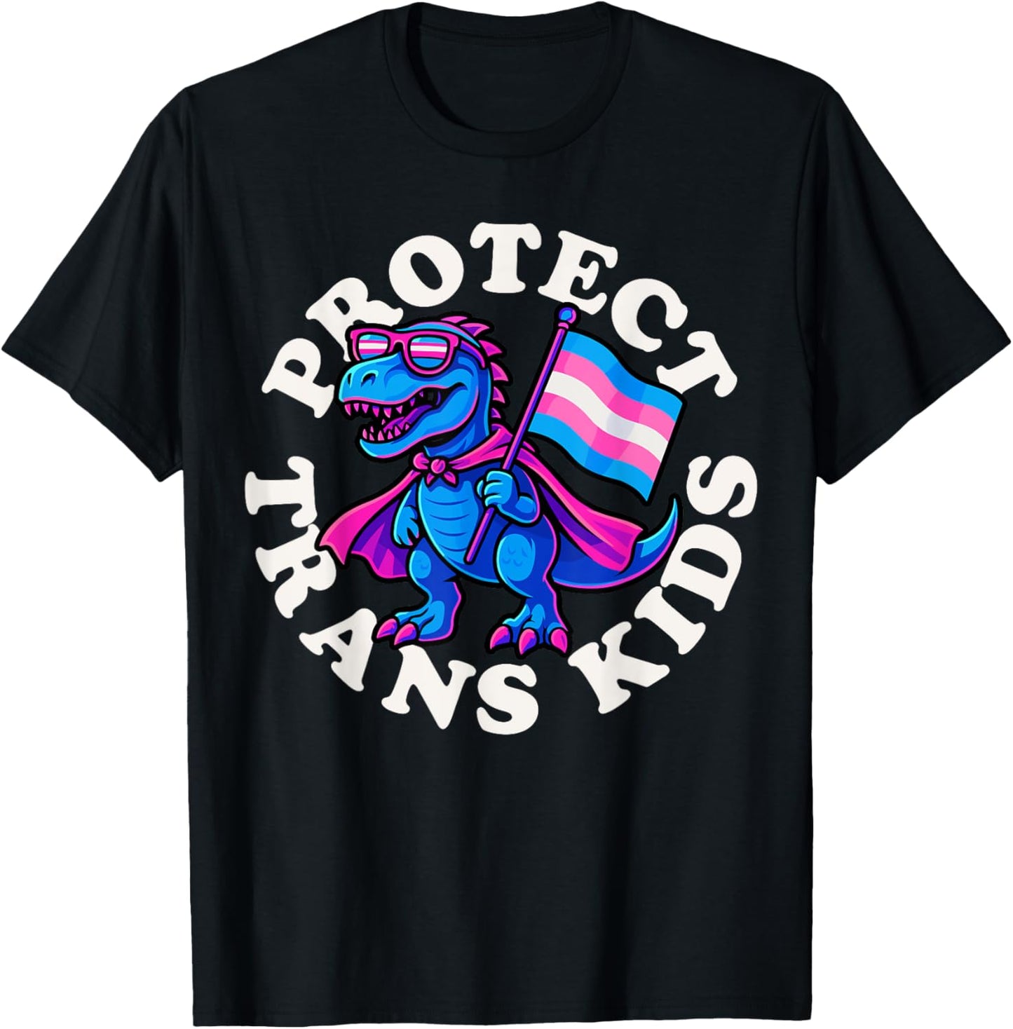 Protect Trans Kids LGBTQ+ Transgender Pride 2025 Dinosaur T-Shirt