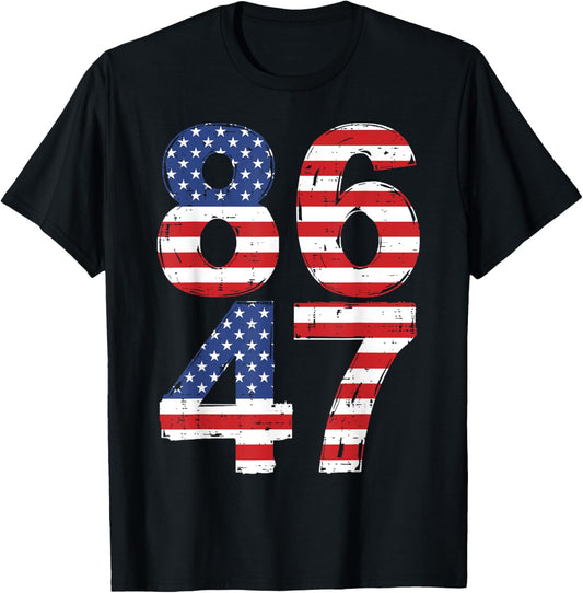 Retro Vintage 8647 86 47 Political Protest Flag Men Women T-Shirt