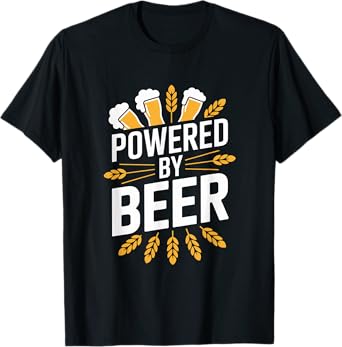 Powered by Beer Brewing Hops Fun Graphic T-Shirt