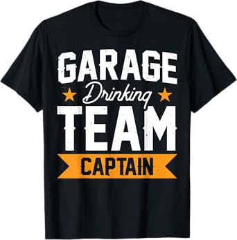 Beer Drinker Patriotic Driveaway Drinking Team Black Unisex-Adults Garage Drinking Team Captain T-Shirt