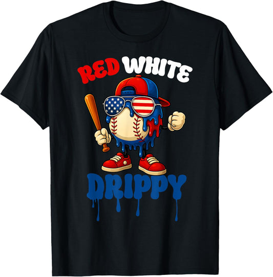 Baseball Drip 4th Of July Ice Cream Red White And Drippy T-shirt