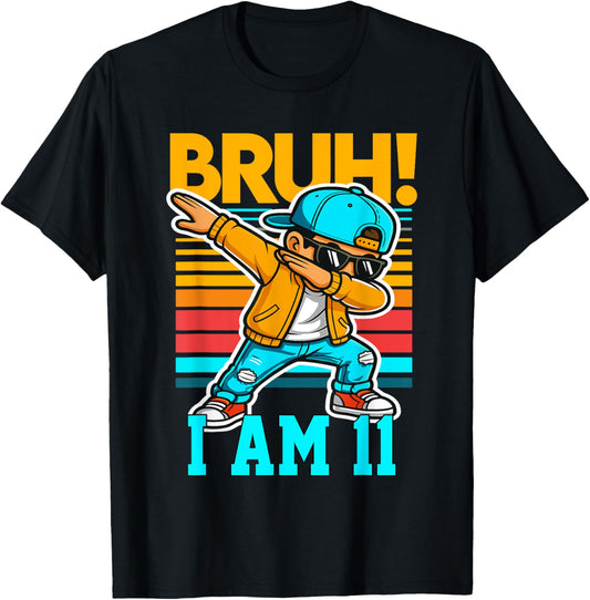 11 Year Old Birthday Boy Dabbing Bruh It's My 11th Birthday T-Shirt