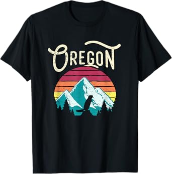 Retro Vintage Oregon OR Mountains Beaver T-Shirt