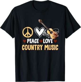 Funny Vintage Western Women Peace Love Country Music T-Shirt