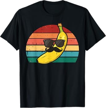 Banana Sunglasses Mustache Retro Fruit Face Men Boys Kids T-Shirt