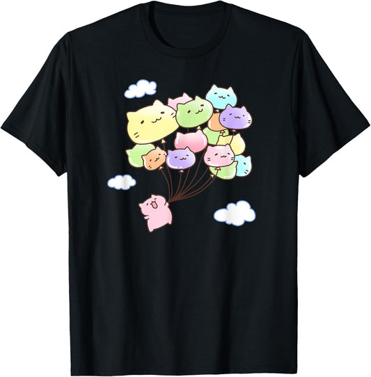 Cute Cat Balloon T-Shirt for Cat Lovers