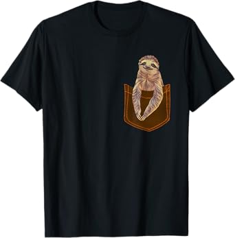Funny Sloth Shirt Sloth in Pocket Men Women Kids Sloth Lover T-Shirt