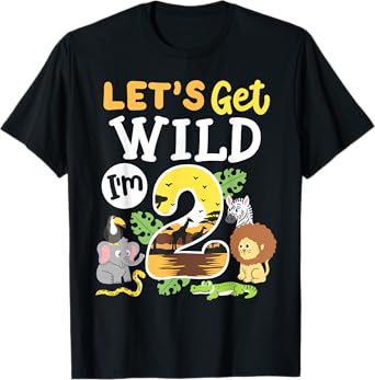 Jungle Safari Let's Get Wild 2nd Birthday Zoo 2 Year Old Kid T-Shirt