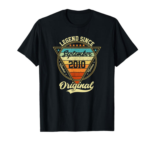 Vintage 15th Birthday Legend Since September 2010 T-Shirt
