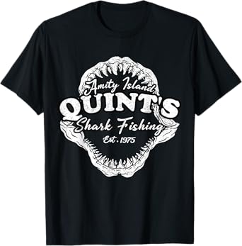 Quints Vintage Art Movies Ocean Funny Outfits Sharks Fishing T-Shirt