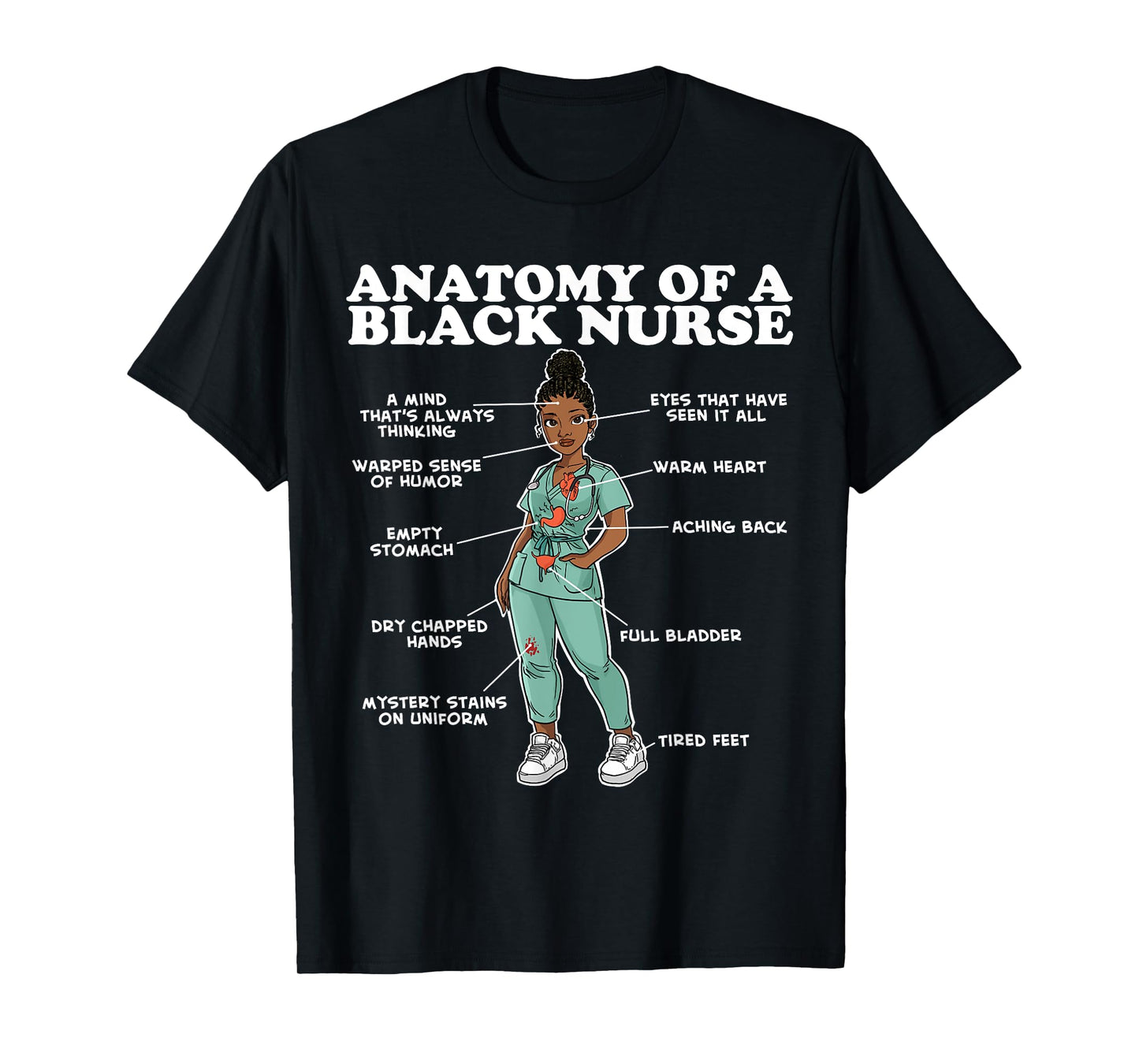Anatomy of a Black Nurse T-Shirt