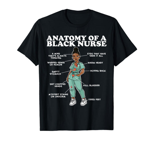 Anatomy of a Black Nurse T-Shirt