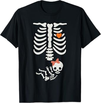 Baby Shower Skeleton Halloween Pregnancy Annoucement Girls T-Shirt