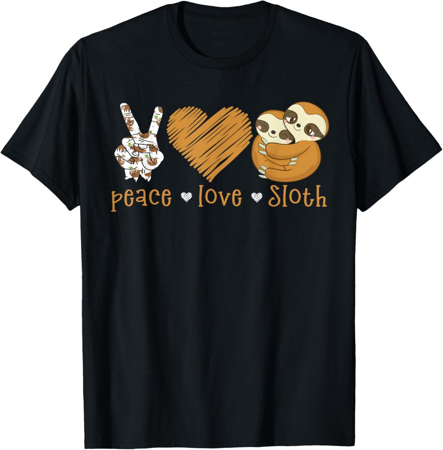 Peace Love Sloth Hand Sign Heart Sloth Lovers T-Shirt
