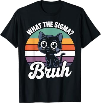What Sigma Bruh Cat Cute Kitten Vintage Sunset T-Shirt