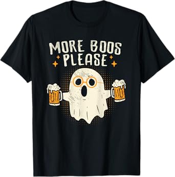 Retro More Boos Please Ghost Beer Halloween Costume Men Boys T-Shirt