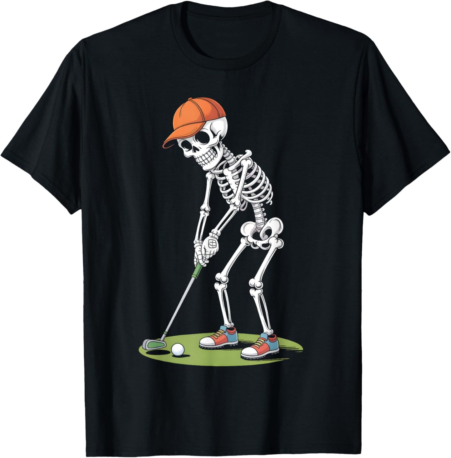 Halloween Golfer Golf Player Skeleton Golf Funny Men Dad T-Shirt