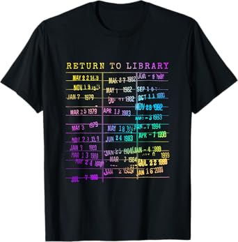 Return To Library Card Book Due Date Bookish Rainbow Reading T-Shirt