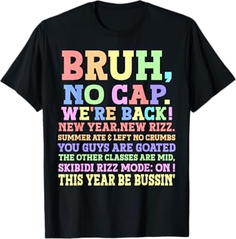 Funny Gen A Slang Teachers Happy 1st Day of School 2025 Kids T-Shirt