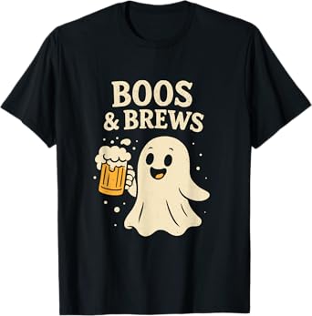 Boos and Brews Ghost Halloween Design T-Shirt