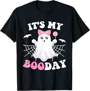 It's My Boo Day Cute Halloween Birthday Pink Ghost Girls T-Shirt