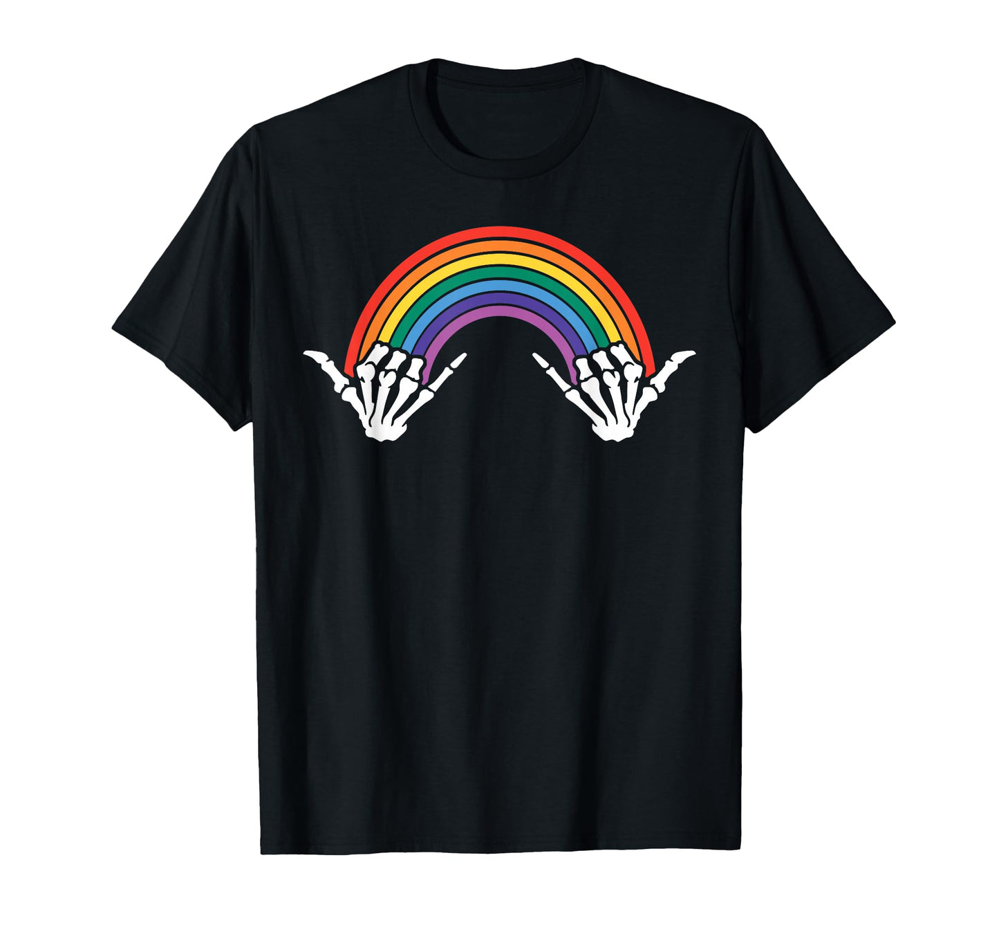 Gothic Rainbow Pride Skeleton Hands Halloween Bones LGBTQ T-Shirt