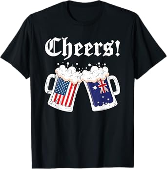 Cheers Shirt Australian American Flag Beer Mug Cheers Women Men T-Shirt