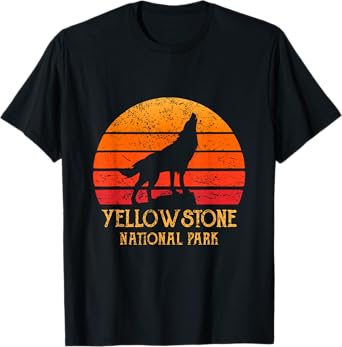 Vintage 80s Retro Yellowstone National Park Souvenir Wolf T-Shirt