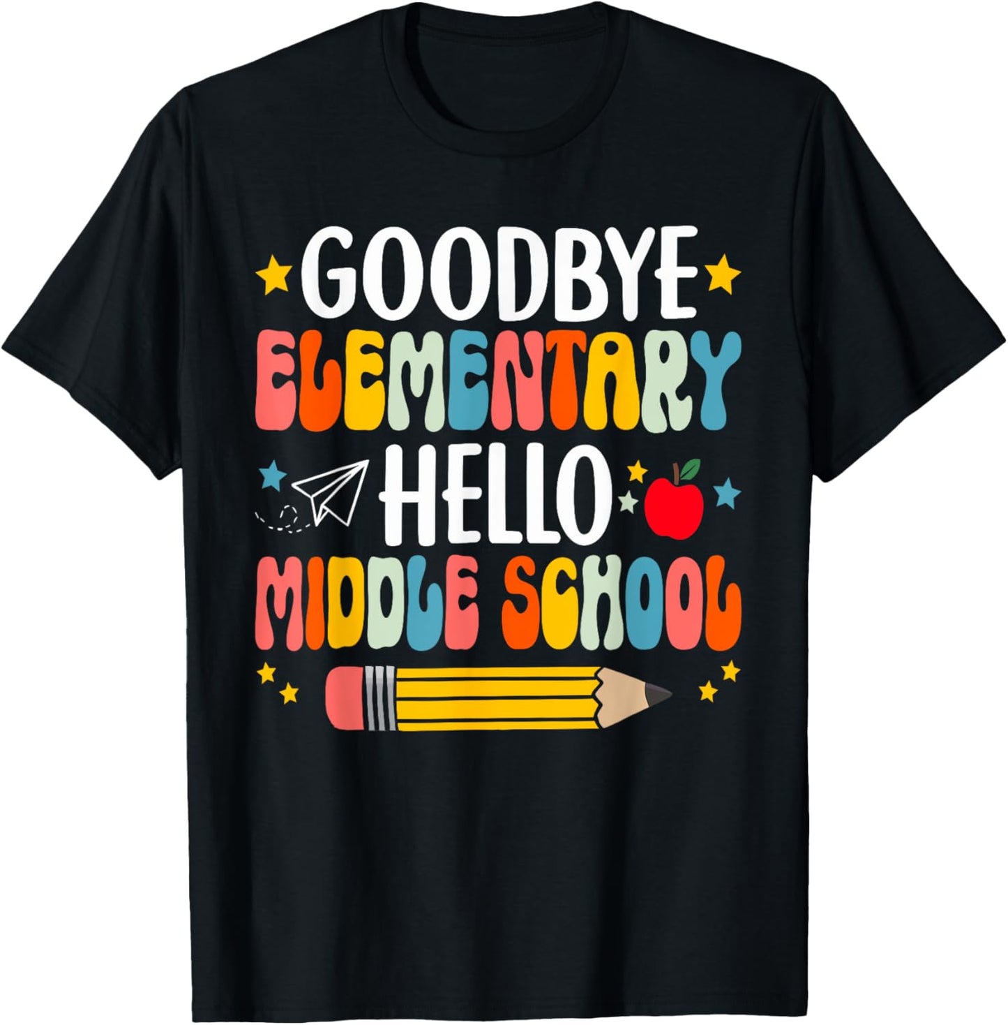 Goodbye Elementary Hello Middle School Graduation Celebration T-shirt by TeeBrew