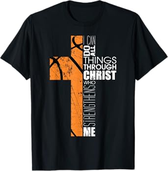 Christian Basketball Gifts Teen Boys Men Religious Verses T-Shirt