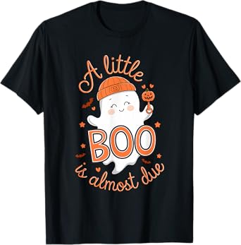 Little Boo Is Almost Due Cute Halloween Pregnancy Reveal T-Shirt