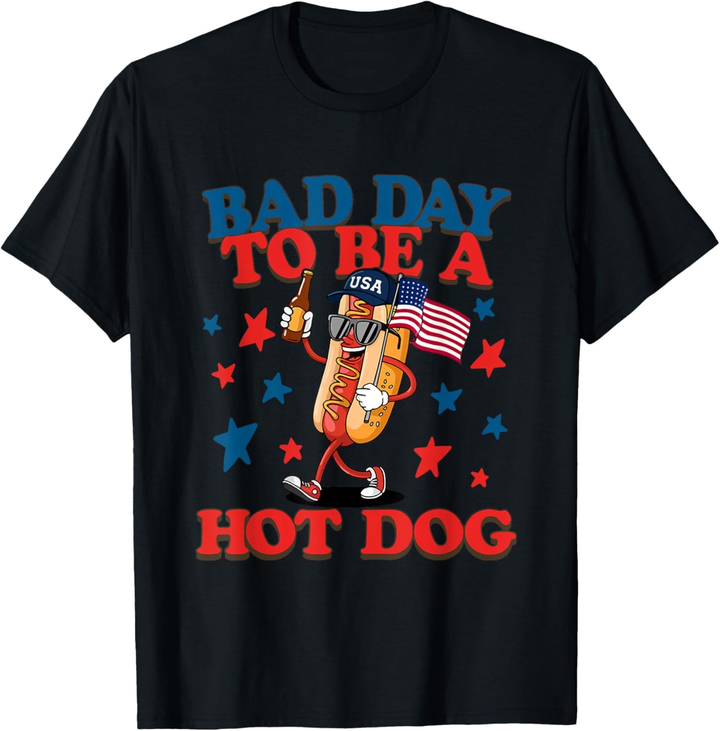 Retro Funny 4th Of July Patriotic Bad Day To Be A Hot Dog T-Shirt