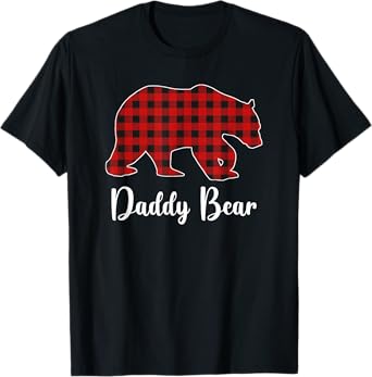 Red Plaid Bear Christmas Pajama Daddy Matching Family Dad T-Shirt