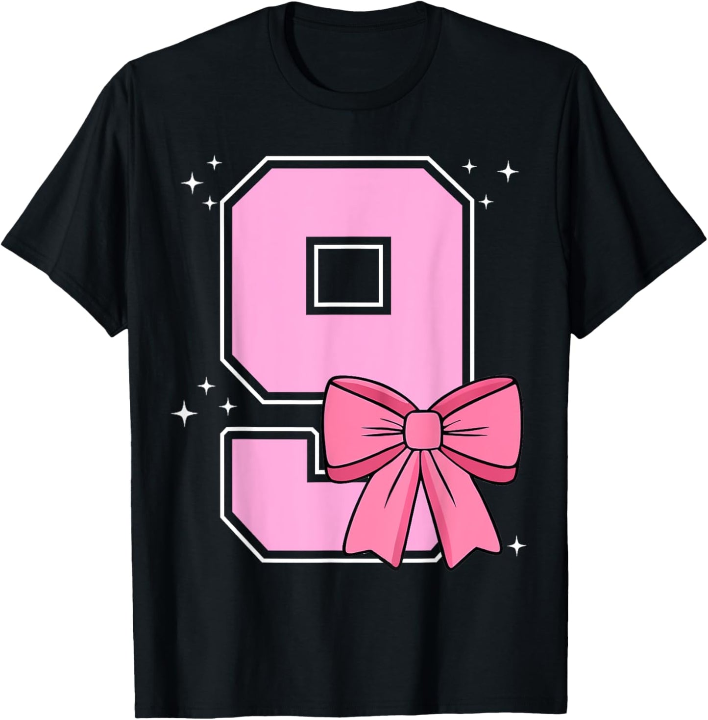 9th Birthday Girl Coquette Bow 9 Years Old Birthday Kids T-Shirt