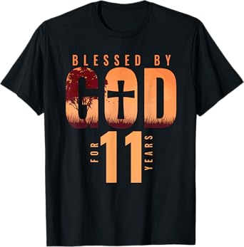 Blessed By God For 11 Years 11th Birthday Religious Theme T-Shirt