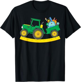 Back To School Tractor Farmer Boys First Day of School Kids T-Shirt
