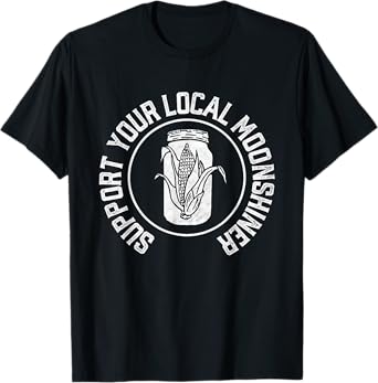Support Your Local Moonshiner Jar & Corn Minimalist Retro T-Shirt