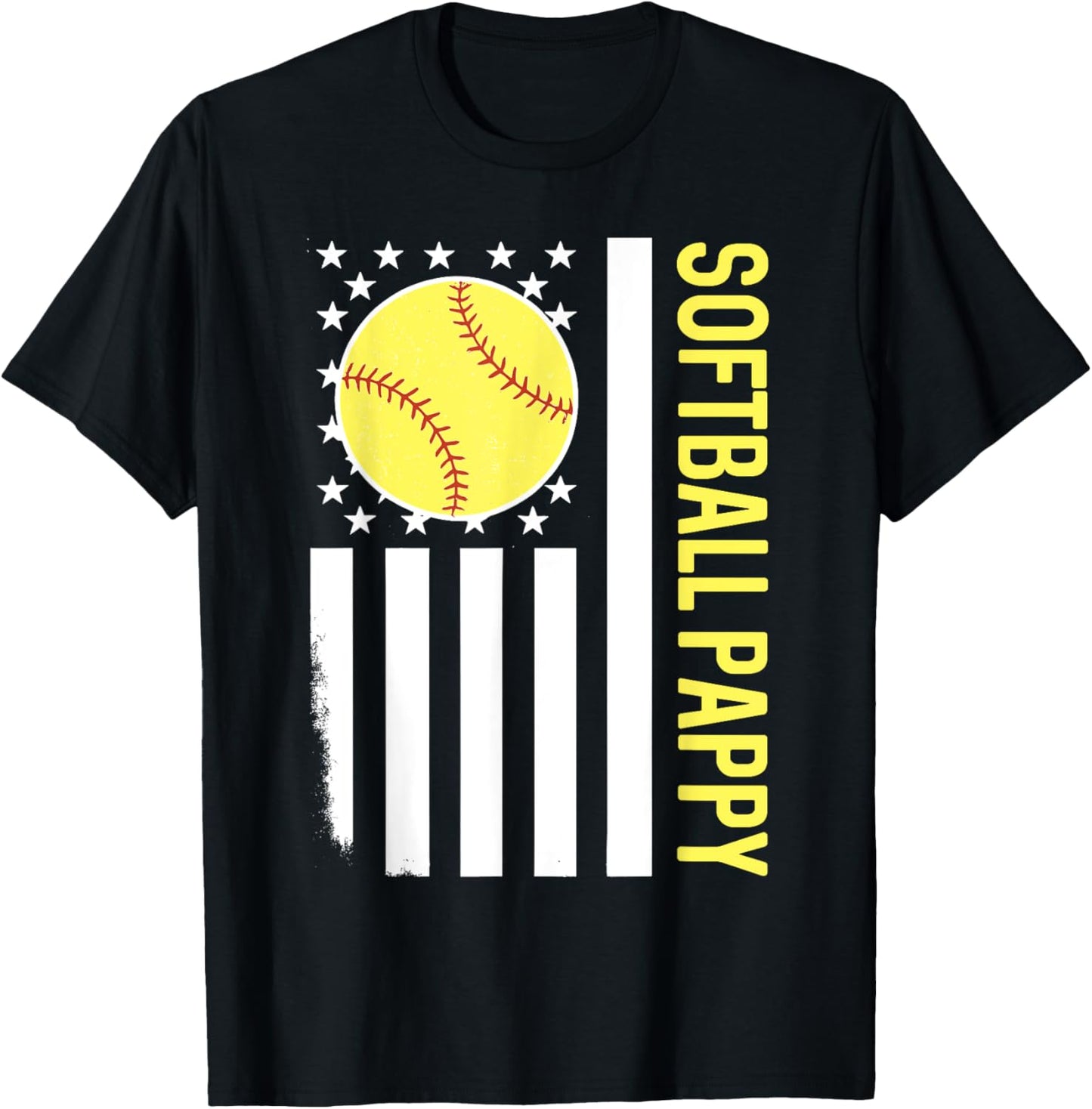 Softball Pappy Softball Player US Flag T-Shirt