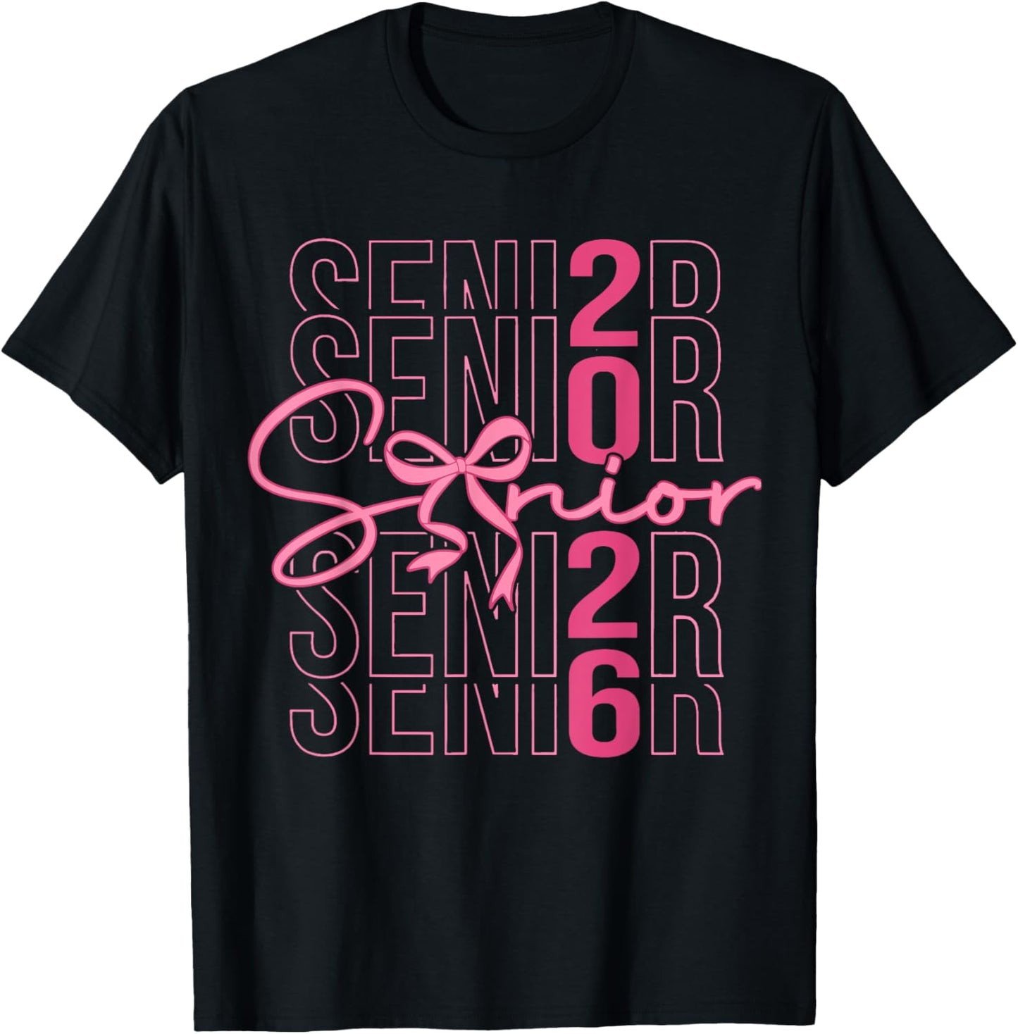 Senior 2026 Class of 2026 Coquette Pink Bow Graduation T-Shirt