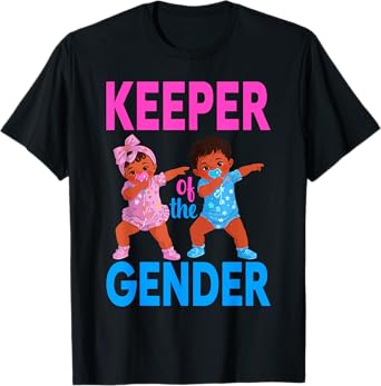 Keeper Of The Gender Reveal Black Baby Announcement Women T-Shirt