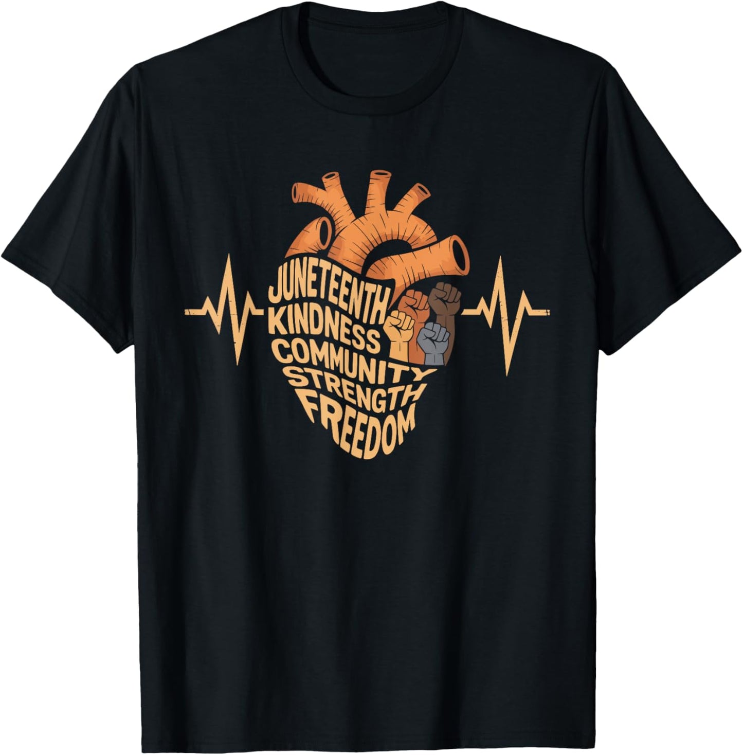 Juneteenth Heartbeat Black History African Melanin Freedom T-Shirt
