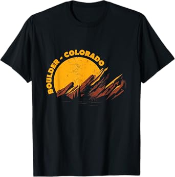 Boulder Colorado Vintage Flatirons Rock Formations Hiking T-Shirt