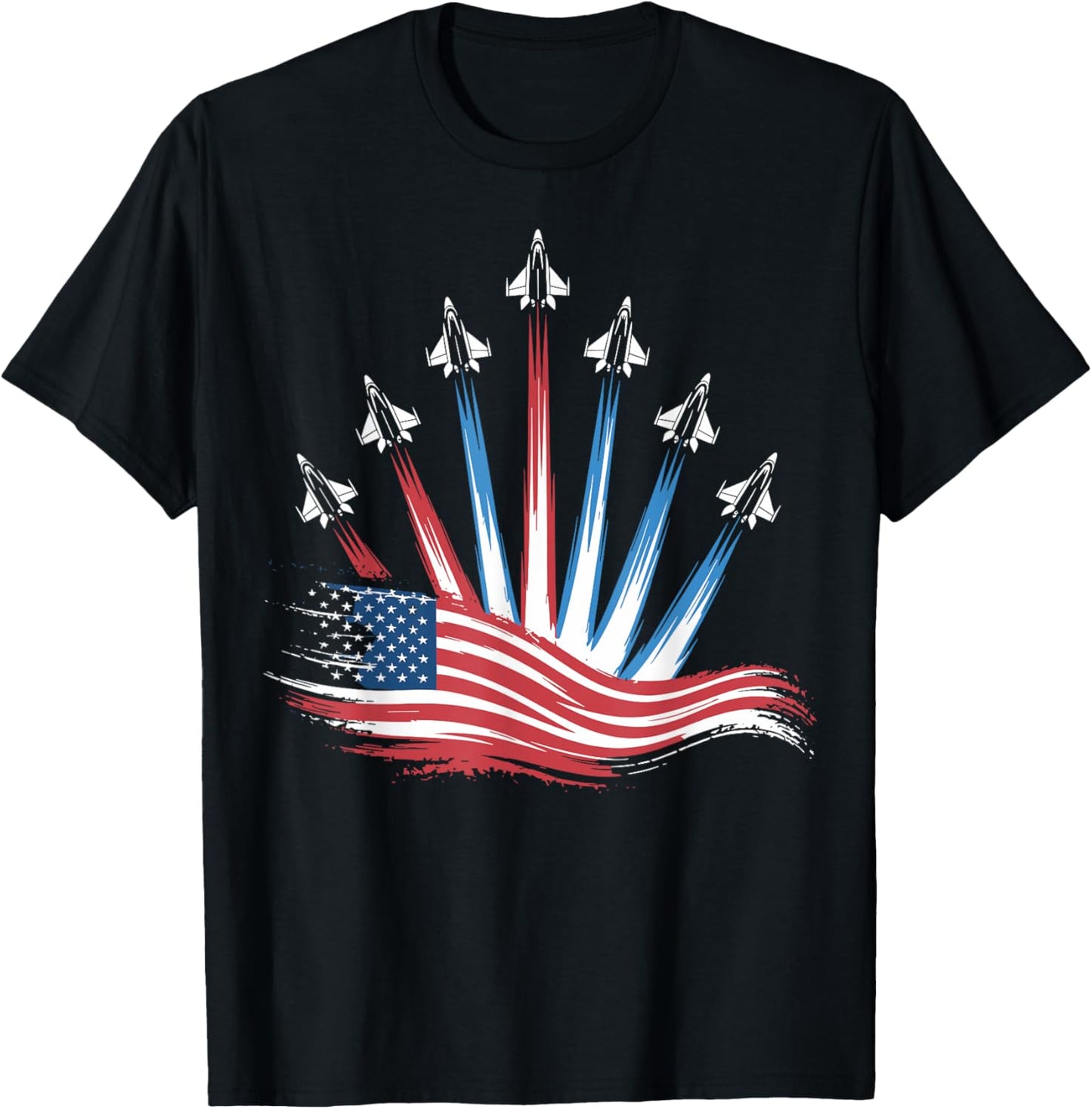 Patriotic USA Flag Fighter Jets Boys 4th of July Men Women T-Shirt